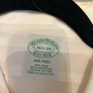 Brooks Brothers Milano White Dress Shirt - Green Logo